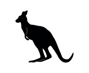 Vector flat kangaroo silhouette isolated on white background