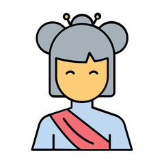 Japanese girl Vector Icon Fully Editable

