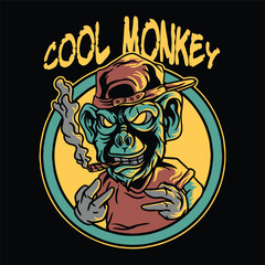 Monkey Character illustration For T Shirt