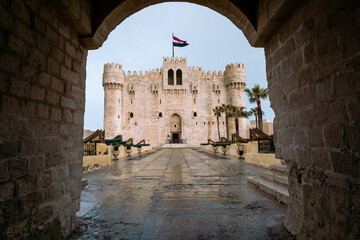Citadel of Qaitbay, a 15th century defensive fortress located on the Mediterranean sea coast....