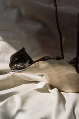 Ceramic glazed vase with flowers