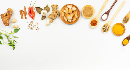 Herb and seasoning frame copy space