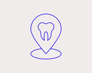 Concept of location of dentistry in a flat style. dental thin line icon. Dentist editable stroke icon.  Vector illustration
