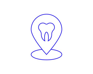 Isolated Concept of location of dentistry in a flat style. dental thin line icon. Dentist editable stroke icon.  Vector illustration