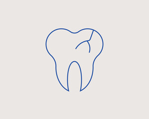 Concept of damaged tooth in a flat style. dental thin line icon. Dentist editable stroke icon.  Vector illustration