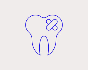 Concept of tooth restoration in a flat style. dental thin line icon. Dentist editable stroke icon.  Vector illustration