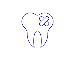 Isolated  Concept of tooth restoration in a flat style. dental thin line icon. Dentist editable stroke icon.  Vector illustration