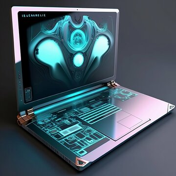 Sci-Fi 3d laptop futuristic design