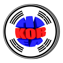 symbol sign in circle Korea. playing chip. blue white and red color print - 572932359