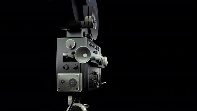 Old Movie Camera 3D Animation With Alpha Video