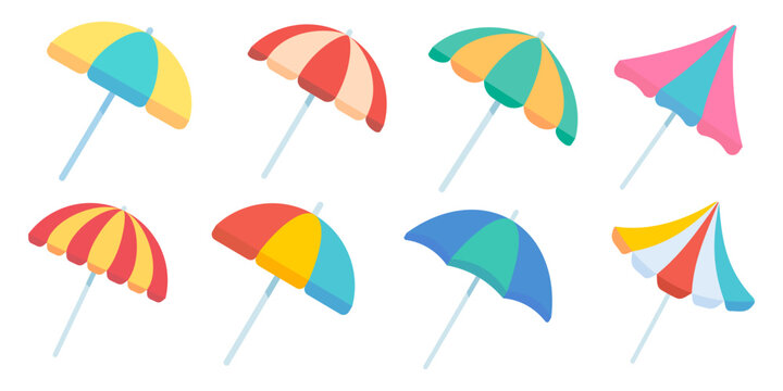 colorful beach umbrellas For protection from summer beach heat.