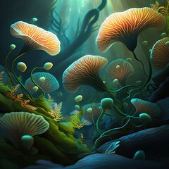 Fototapeta na wymiar Sea anemones, concept of Marine Biology and Biodiversity, created with Generative AI technology