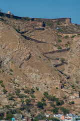 View of the Amber fort of Jaipur from a distance