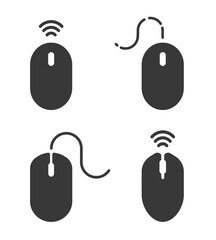 Computer mouse icon set. Flat vector illustration. Isolated on white background.