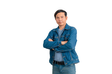 Fototapeta premium Asian man in jeans doing various poses