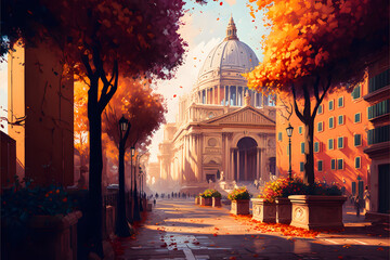 Autumn in Rome created with generative AI technology