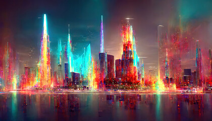 3d abstract urban financial structure analysis of big data. Generative AI