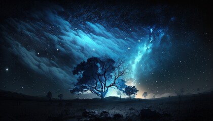dream night starfield sky at midnight, Generative Ai