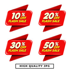 bundle Sale labels design Discount tags collection with percent set, 10, 20, 30, 50 Red, yellow