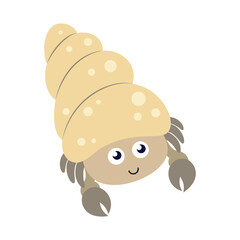 vector illustration with cartoon hermit crab isolated