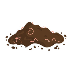 vector illustration with pile of earth with worms