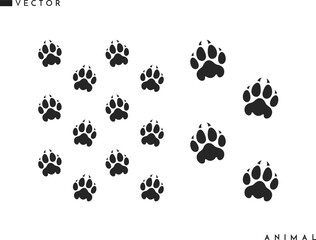 Tiger paw prints silhouette. Vector illustration