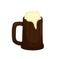Vector illustration of a wooden beer mug on a white background