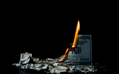 geldschein brennend, dollar, money, burning