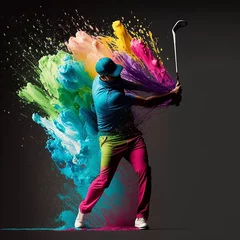 Deurstickers man playing colorful golf © Andrii Yablonskyi