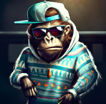 cool monkey with sunglasses
