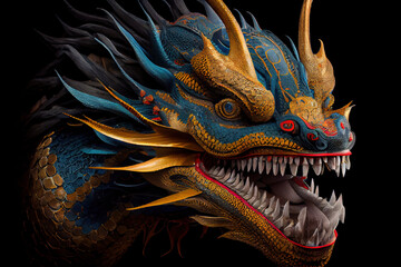 Traditional chinese dragon. Chinese Lunar New Year. Happy chinese new year 2024. Years of the Dragon. Generative AI technology