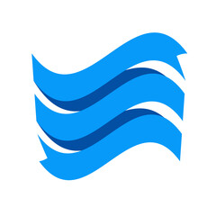 Blue ribbon for design, discount offer and gift. Retro style. Flat ribbon illustration.