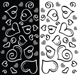 Vector ilustration off icon love, Hearts, make to background ilustration for valentine day. And greeting cards, colorful, black and white, greyscale, and simpel background. 