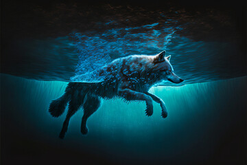 wolf in the water