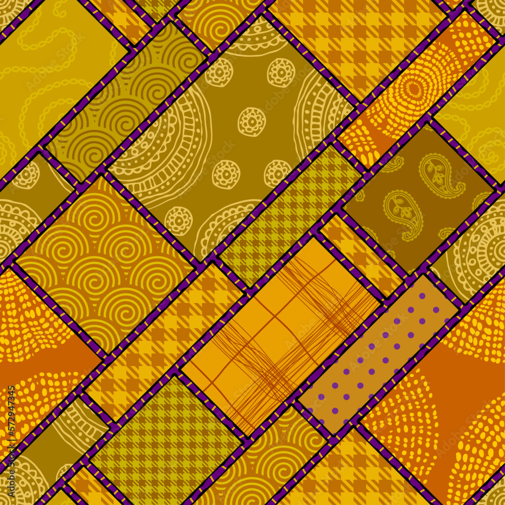 Aufkleber patchwork textile pattern. seamless quilting design background.