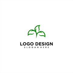 green leaf logo design template