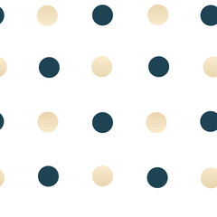 dark blue and golden polka dots on white ground  seamless pattern background