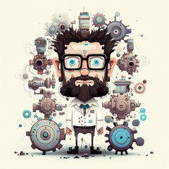 Man with beard and glasses. Generative AI.