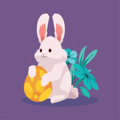 rabbit hugging spring egg