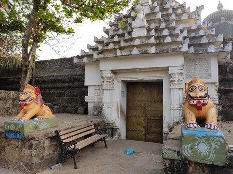 Bhubaneshwar, Odisha India- January 30 2023: Front gate of ancient Hindu temple of Lord Lingaraj worshipped by millions of Hindus globally.