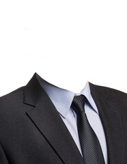 Headless businessman portrait on white background