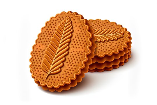 Isolated on white, a closeup of a speculoos cookie during Christmas. Generative AI