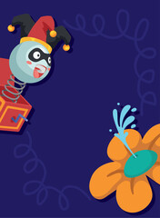 surprise box with joker and flower water