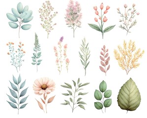 set of beautiful blossom floral for spring season generative ai