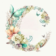 floral alphabet letter C for your nature themed projects generative ai - obrazy, fototapety, plakaty