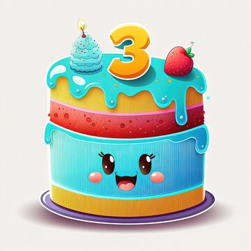 bring smile to any child's face with cartoon birthday cake generative ai technology