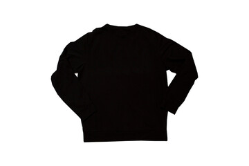 Blank empty sweatshirt black color mockup template front view on white background