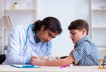 Boy in blood tranfusion concept