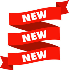 New red ribbon discount sale red color. Minimal sale banner for web store. Flat ribbon illustration.