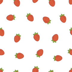 Seamless vector simple pattern with strawberries. Summer pattern